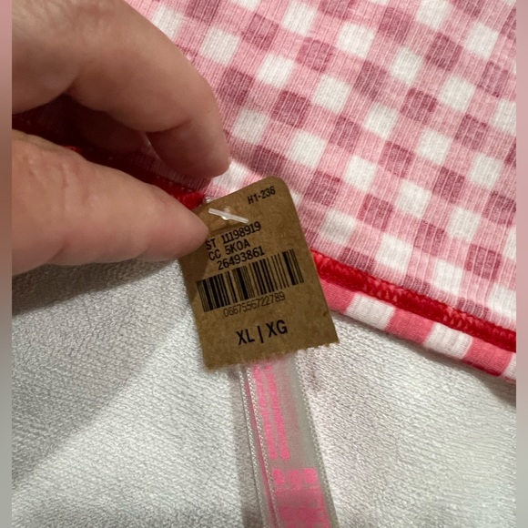 NEW NIP VS PINK victoria secret bikini panty underwear XL red white plaid - Picture 3 of 6
